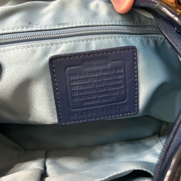 Coach Leah Navy and Tan Patent Shoulder Bag - Picture 6 of 8